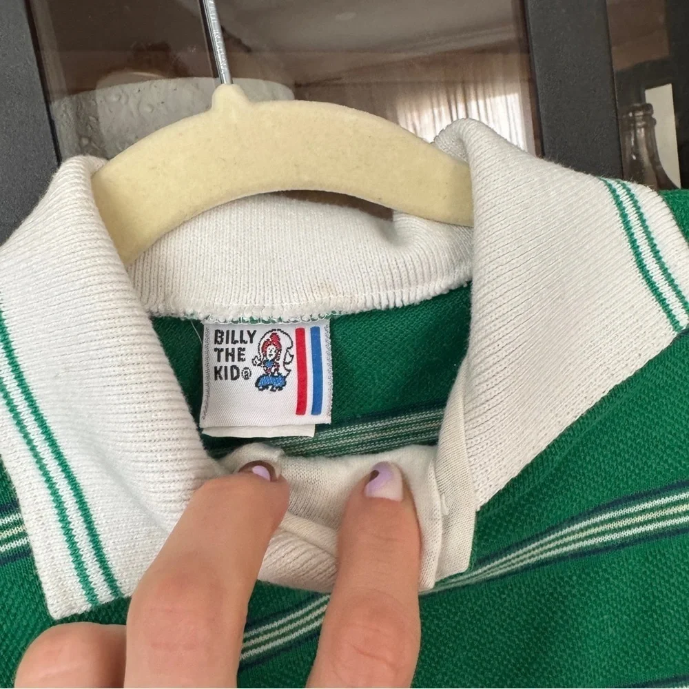 Vintage 1970s Billy the kid set polo shirt toddler boy trouser pants striped